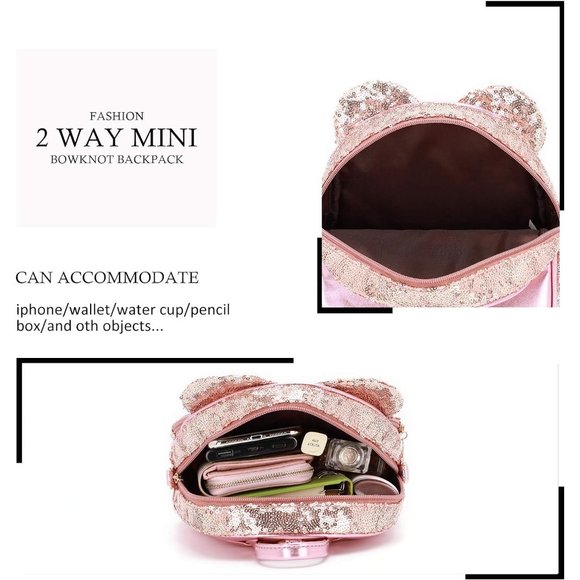 Bowknot Polka Dot Mini Backpack And Convertible Shoulder Bag Purse for Women - Picture 4 of 7